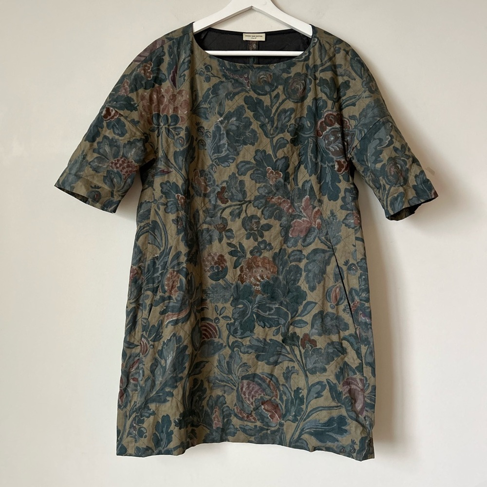 Dries Van Noten | washed vintage floral diamond quilted dress IT36